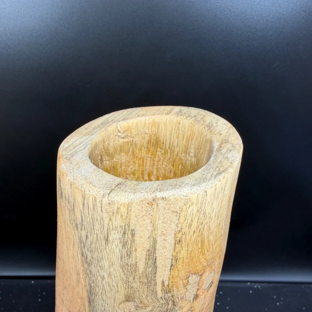 West Elm Log Vase Vessel Natural Wood Decorative Sculptural Vessel 11.5